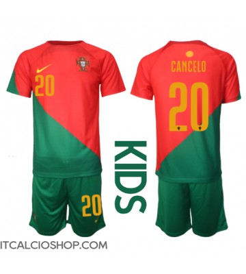 Portogallo Joao Cancelo #20 Prima Maglia Bambino Mondiali 2022 Manica Corta (+ Pantaloni corti)